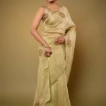 Heritage Green Antique Flower Organza Saree | All Over Antique Butta Work | Jaipurio Designer Collection